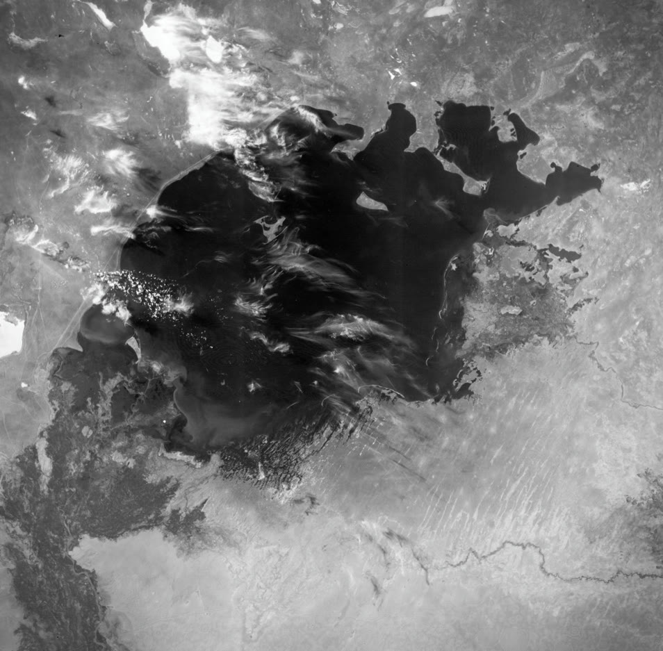 NASA satellite view of the full Aral Sea in 1964